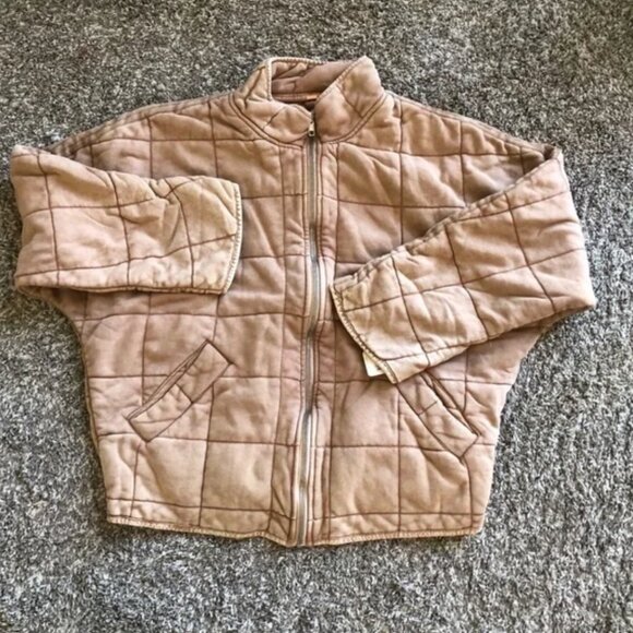 NEW BEST Free People Dolman Quilted Knit Jacket XSmall Dirty Rose Beige - Picture 5 of 5